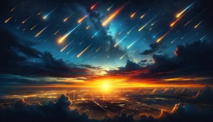 Foto op Canvas mesmerizing sky at dusk with the occurrence of a meteor shower. © Henry