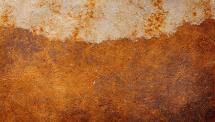 Close-up of an old, rusty, vintage paper texture with a rich gradient of brown tones.
