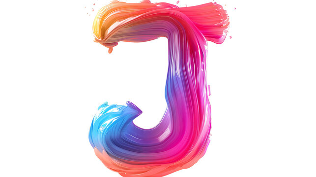 GRADIENT COLOR English letter J isolated over the Transparent background PNG