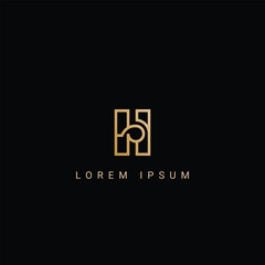 Minimal creative initial based HR logo and RH logo. Letter HR RH creative elegant monogram white color on black background