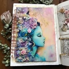 shabby chic dreamy mist pastel junk journals Shabby chic full figure goth girl dylusions davenport style swirling magical fairytale abstract art style