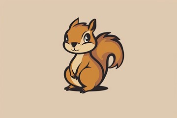 Squirrel cartoon animal logo, illustration