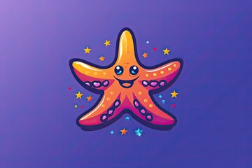 Obraz na płótnie Canvas Starfish cartoon animal logo, illustration
