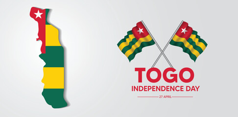 Togo Independence Day 27 April flag map with waving flag vector poster