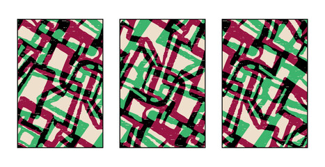 Set of 3 Abstract pattern. Illustration for printing on wall decorations. For use in graphics.