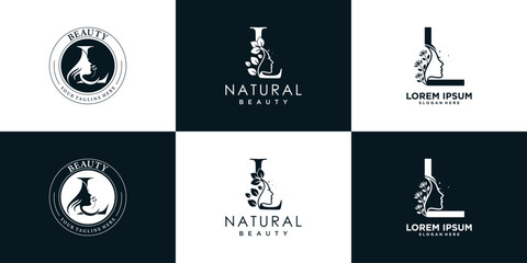 letter logo L design collection with nature beauty concept premium vector