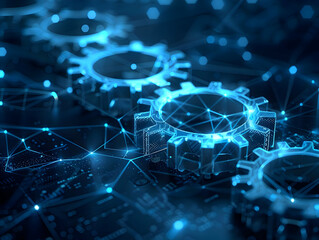 Abstract gear wheels in dark background. Cogs and gears technologies. High quality