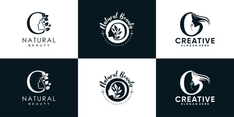 letter logo O design collection with nature beauty concept premium vector