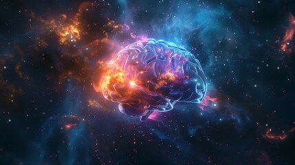 Fototapeta na wymiar Cosmic brain with nebula and stars