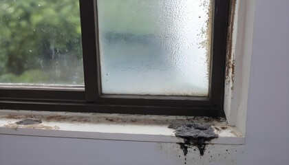 A mold in the corner of the window.