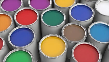 paint cans of different colors