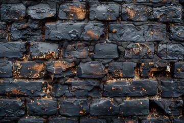 A black brick wall on a black brick background