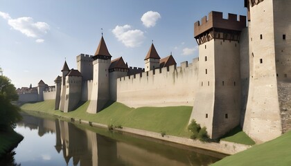 Scenic medieval city walls - obrazy, fototapety, plakaty