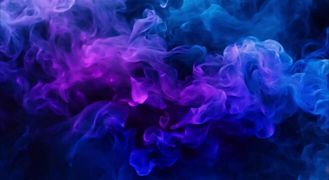 swirling blue and purple vape smoke footage