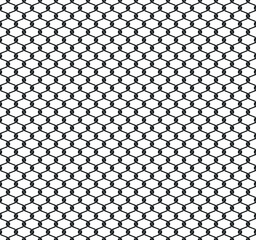 Metallic wire black mesh on a white background. Interlaced wavy lines. Geometric texture. Seamless repeating pattern. Vector illustration.  