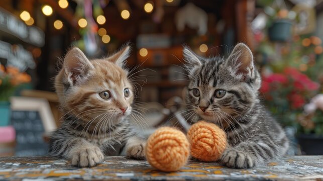 A heartwarming moment captured as two cats playfully exchange toys