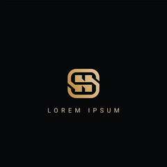 Minimal creative initial based SN logo and NS logo. Letter SN NS creative elegant monogram white color on black background