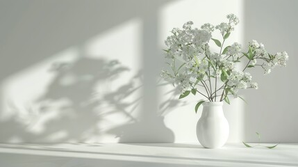 Home interior with white flowers in a vase 