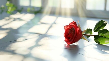 red rose on a table