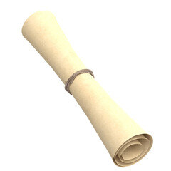 3D rendering illustration of a rolled up paper scroll