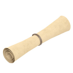 3D rendering illustration of a rolled up paper scroll