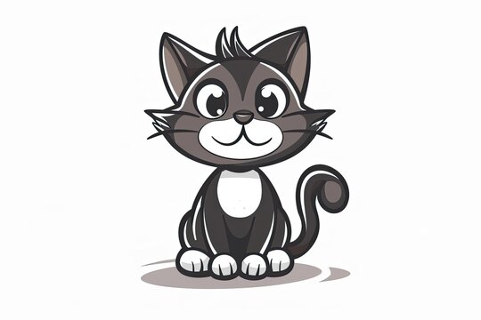 Cat cartoon animal logo, illustration