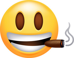 Smiling Face Smoking Cigar Emoticon Icon - 765797144