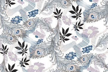 Seamless abstract floral pattern. Fashion textiles, fabric, packaging. 