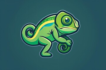 Obraz premium Chameleon cartoon animal logo, illustration