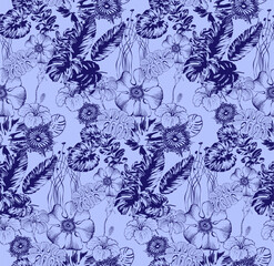 Seamless abstract floral pattern. Fashion textiles, fabric, packaging. 