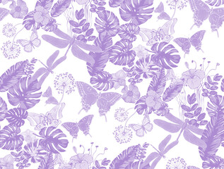 Seamless abstract floral pattern. In style Toile de Jou. Suitable for fabric, mural, wrapping paper and the like
