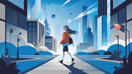 a illustration of a walking girl