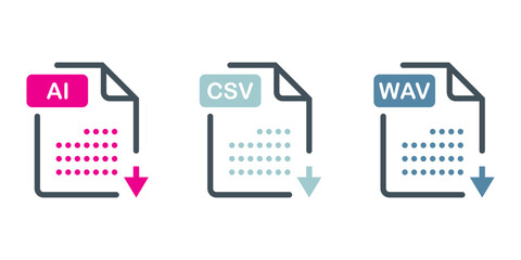web file labels icon set Vector document in flat style design