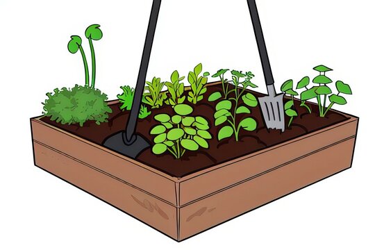 recommend clip art: Collection of garden tools and plants. Gardening or horticulture concept.