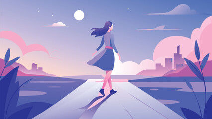 a illustration of a walking girl