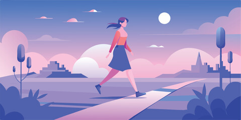 a illustration of a walking girl