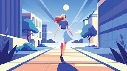 a illustration of a walking girl