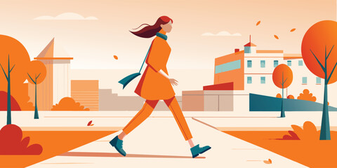 a illustration of a walking girl