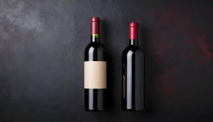 Glass and bottle of red wine - obrazy, fototapety, plakaty