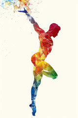 Fototapeta premium Colorful illustration of male gymnast dancer performing. 