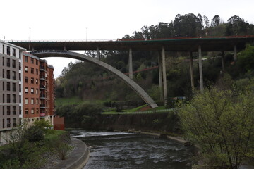 Concrete bridge in the city of Bilbao