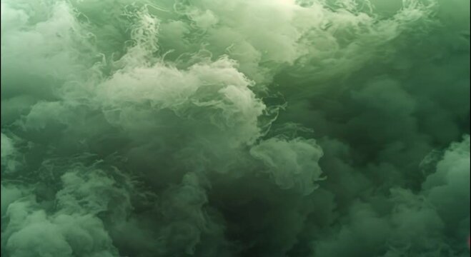 thick and dark green smoke footage