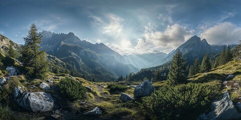 Naklejka na ściany i meble Panoramich Landscape Alps