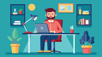 a man with desk flat illustration 4.eps