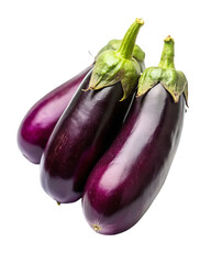 eggplants one on another high angle view on a transparent background