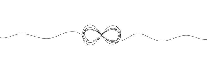 the infinity sign is drawn in one line style. Vector illustration.