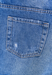 Jeans textile pocket close up. Detail of jeans pants. - 765804770