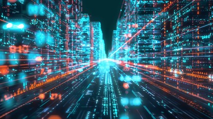 Obraz premium Visual representation of data streams in a futuristic setting