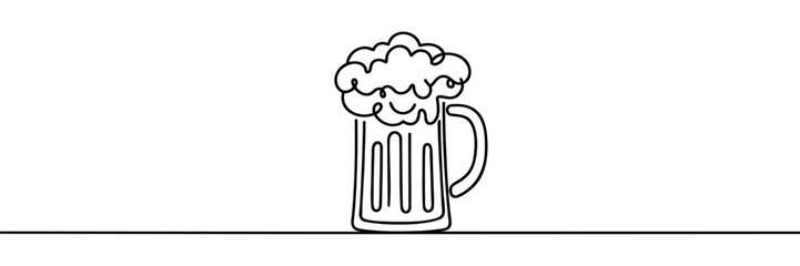 one line drawing of isolated vector object - beer pint and glass.