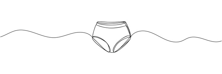 Vector abstract continuous one single simple line drawing icon of panties in silhouette sketch - obrazy, fototapety, plakaty